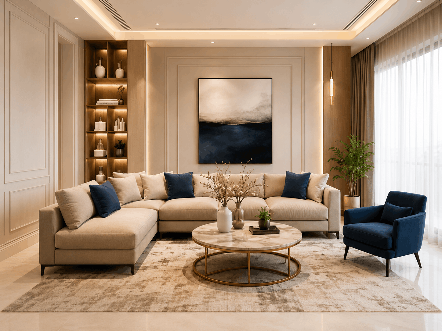 Luxury living room interior design by Excellent Room in Delhi